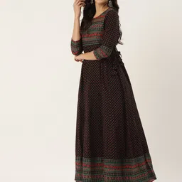 KBZ Women Black & Pink Ethnic Motifs Printed Kurta image 3