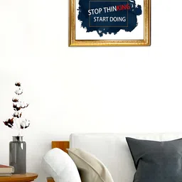 Hawai Gold Toned & White Self Design Wood Wall Photo Frame image 3