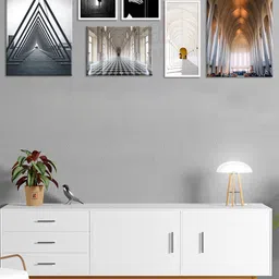 Art Street Set Of 6 White & Grey Silent Lonely Planet Canvas Art Prints Wall Art-picture-36