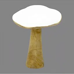 Hind Decor White Aluminum Wooden Mushroom Figurine-image-11
