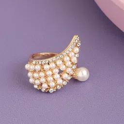 SOHI Women Gold-Plated Stone-Studded Finger Ring-image-13