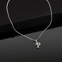 Estele Rhodium-Plated Initial P Pendant With Chain-picture-40