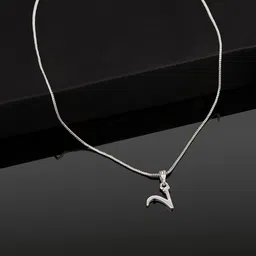 Estele Rhodium-Plated Initial V Pendant With Chain-picture-16
