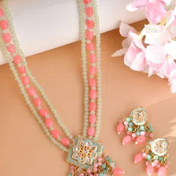 Silvermerc Designs Gold-Plated Kundan-Studded & Beaded Jewellery Set-picture-10