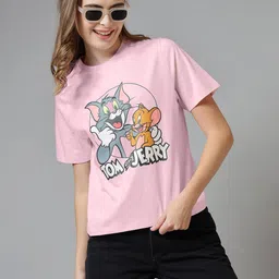 Free Authority Women Graphic Printed Round Neck Cotton Tom & Jerry T-shirt-picture-24