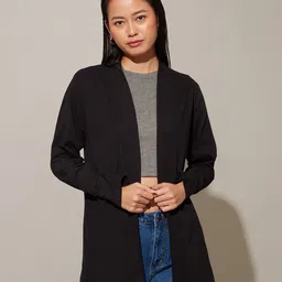 20Dresses Women Black Cotton Longline Shrug-picture-17