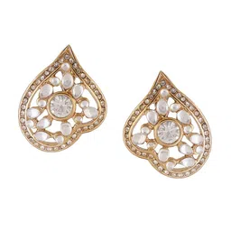 Estele Kundan Studded Gold-Plated Heart Shaped Stud Earrings-picture-39