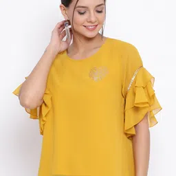 ALL WAYS YOU Bell Sleeve Sequinned Georgette Top image 1