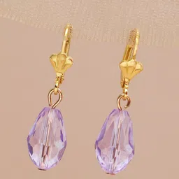 SOHI Gold-Toned & Purple Contemporary Drop Earrings-picture-15