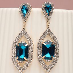 SOHI Women Gold-Plated & Blue Contemporary Drop Earrings-picture-14