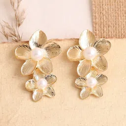 SOHI Gold-Toned Floral Drop Earrings-picture-34