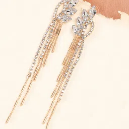 SOHI Gold-Toned Contemporary Party Drop Earrings-picture-37