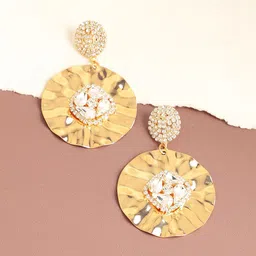 SOHI Gold-Plated Contemporary Drop Earrings image 1