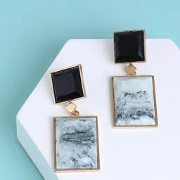 SOHI Women Gold Plated Square Drop Earrings-image-55