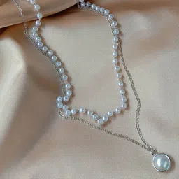 FIMBUL Silver-Plated Alloy Layered pearls Chain image 5