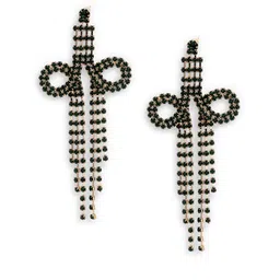 SOHI Black & Gold-Toned Gold Plated Contemporary Drop Earrings image 5