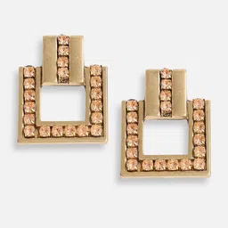 SOHI Gold Plated Contemporary Drop Earrings image 3
