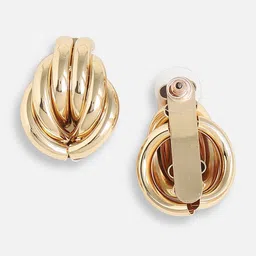 SOHI Gold Plated Contemporary Studs Earrings image 3