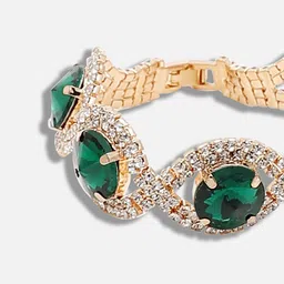 SOHI Women Gold-Toned & Green Gold-Plated Wraparound Bracelet image 4