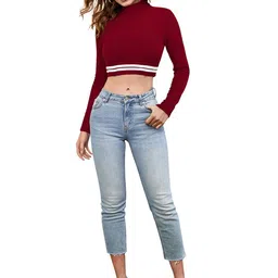 ODETTE High Neck Crepe Crop Top image 5