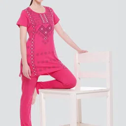 ELPIDA Ethnic Printed Pure Cotton T-Shirt With Pyjamas image 2