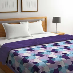 KLOTTHE Purple & Blue Geometric Heavy Winter Double Bed Quilt-picture-34