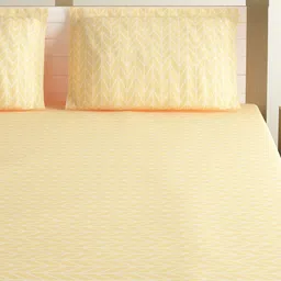 SWAYAM Beige Geometric 144 TC King Bedsheet with 2 Pillow Covers image 5