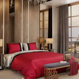 Stoa Paris Red & Beige AC Room 150 GSM Double Bed 1 Comforter With 2 Pillow covers 300TC image 1