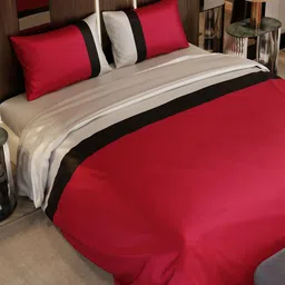 Stoa Paris Red & Beige AC Room 150 GSM Double Bed 1 Comforter With 2 Pillow covers 300TC image 3
