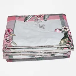 ROMEE Grey & Pink Cotton Floral Mild Winter Double Bed Comforter image 3