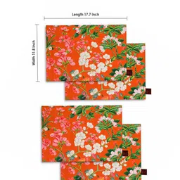 SEJ by Nisha Gupta High Definition Premium Orange Cotton Table Placemats-Set Of 4 image 4