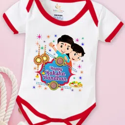 Babywish Infants Happy Raksha Bandhan Printed Cotton Bodysuit image 1