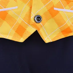 Wish Karo Infants Boys Checked Cotton Rompers With Aattached Waistcoat & Tie image 3