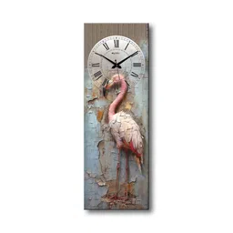 olive tree Multicolour Rectangle 24 Inches Wooden Wall Clock (Animal) image 4