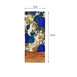 brightdaisy Emmett White & Blue Fabric Shade Table Lamp With Wood Base image 3