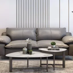 durian Cindy Marble Nesting Coffee Table Set (Set of 2) In Grey & White Finish image 1