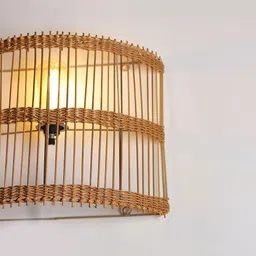 habereindia Classic Rattan Wall Light (Brown) image 5