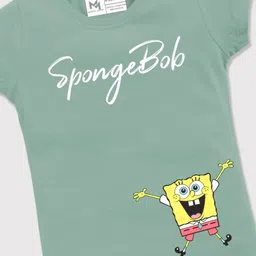 YK X Minute Mirth Infant Girls Spongebob Printed Pure Cotton T-shirt image 2