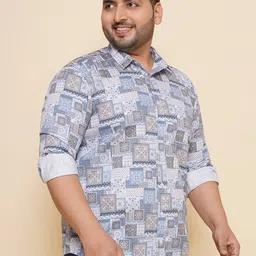 John Pride Men Spread Collar Printed Plus Size Pure Cotton Casual Shirt image 3