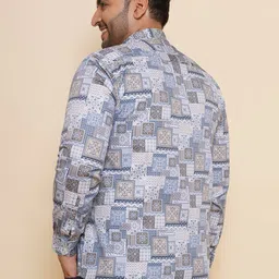 John Pride Men Spread Collar Printed Plus Size Pure Cotton Casual Shirt image 5