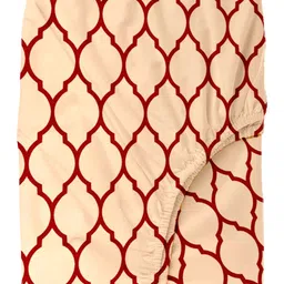 Trance Home Linen Unisex Red 210 TC Geometric Print Cotton Queen Bedsheet image 2