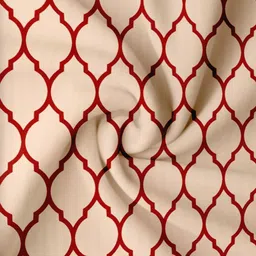 Trance Home Linen Unisex Red 210 TC Geometric Print Cotton Queen Bedsheet image 4