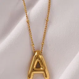 AQUASTREET 18K Gold Plated Waterproof Anti Tarnish Balloon A Stainless Steel Pendant Chain image 1