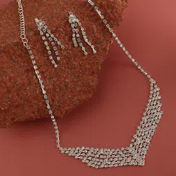 SOHI Silver Plated & Stone Studded Jewellery Set image 1