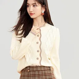 JC Collection Self Design Round Neck Cardigan-picture-41