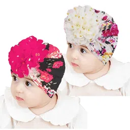 Babymoon Inafants Kids Pack Of 2 Floral Printed Woollen Beanie-picture-15
