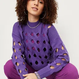 max Self Designed Mock Collar Acrylic Pullover-picture-11