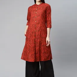 IRIDAA JAIPUR Maroon Ethnic Motifs Printed A-Line Kurta-picture-27