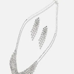 SOHI Silver Plated & Stone Studded Jewellery Set image 2