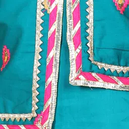 here&now x kinder kids Kinder Kids Girls Ethnic Motifs Embroidered Gotta Patti Pure Cotton Kurti with Dhoti Pants image 2